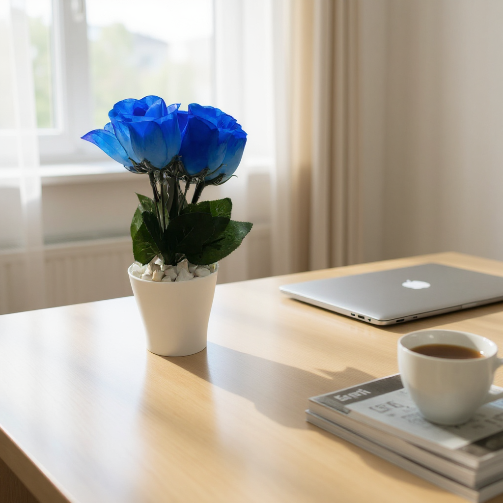 Ofis & Ev Dekoru İçin Mavi Gül Aranjmanı